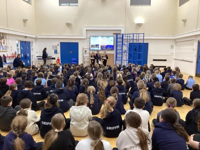 Griffin’s Spanish ambassadors delivering an assembly about some letters we received from our partner school in Spain. We have found out all about the Three Kings 👑and Las Fallas. 🎇