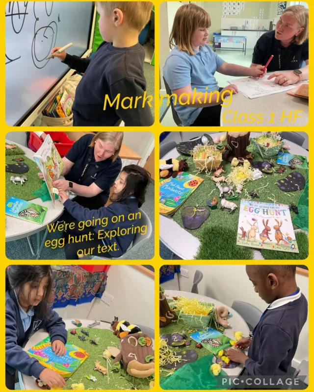 Class 1 HF: Exploring our new text, we’re going on an egg hunt”. 👍🏻🐰🐣🐰