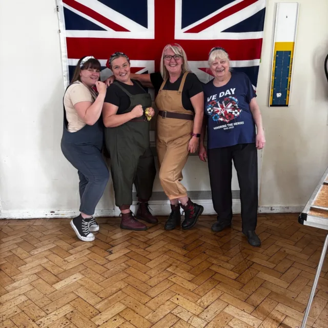 Mountbatten kitchen staff dressed as Land Army Girls as part of the VE Day celebrations!